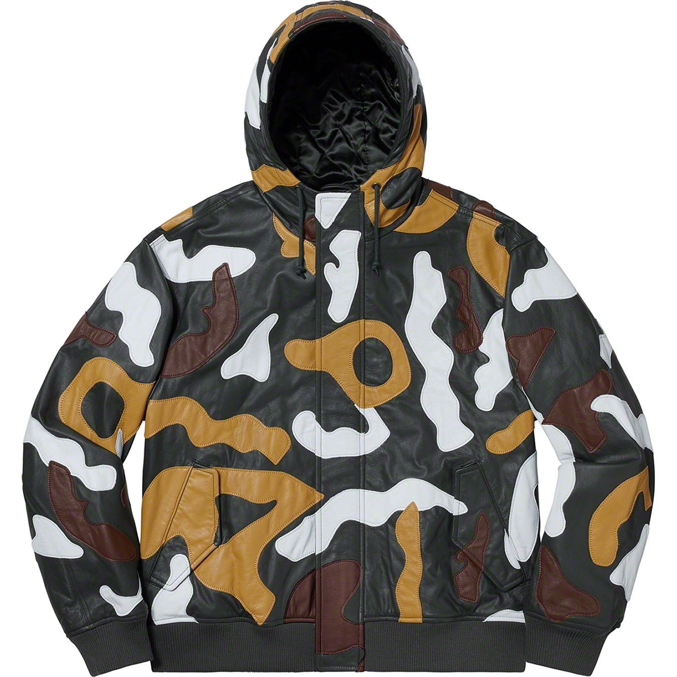 Camo Leather Hooded Jacket view 10
